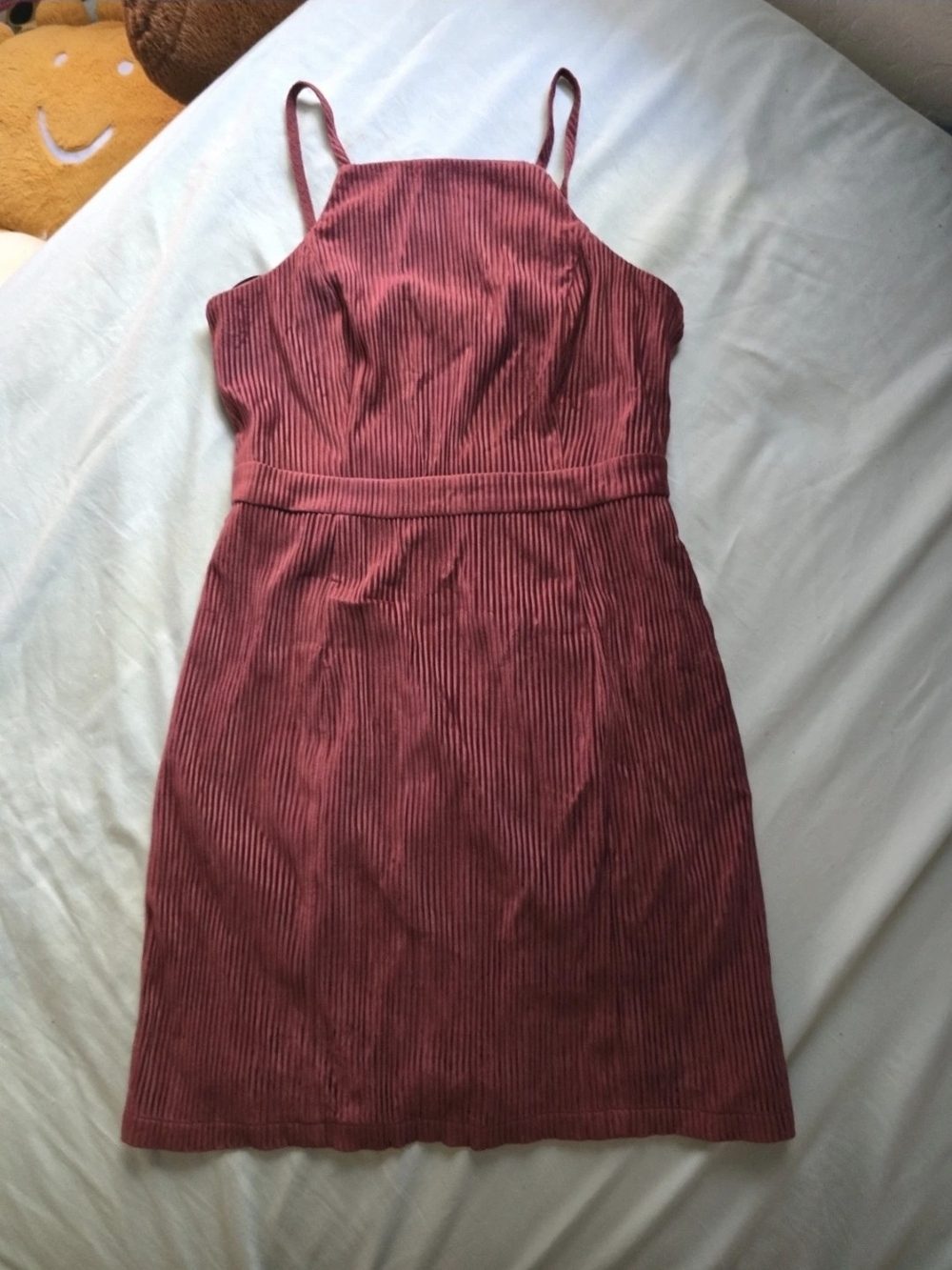 Sugarlips Ribbed Velvet Burgundy Mini Dress